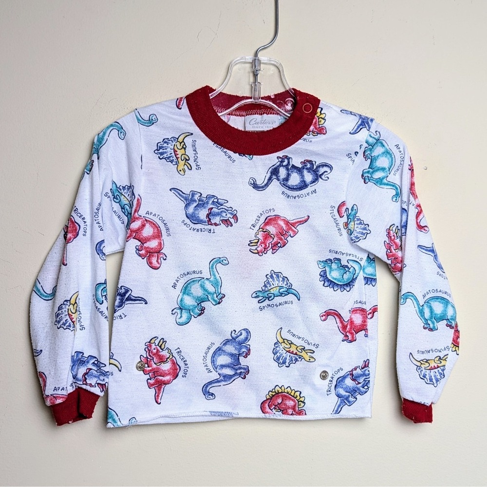 Vintage Carter's Dinosaur‎ Pajamas Top 90s Shirt Snap 18-24 months